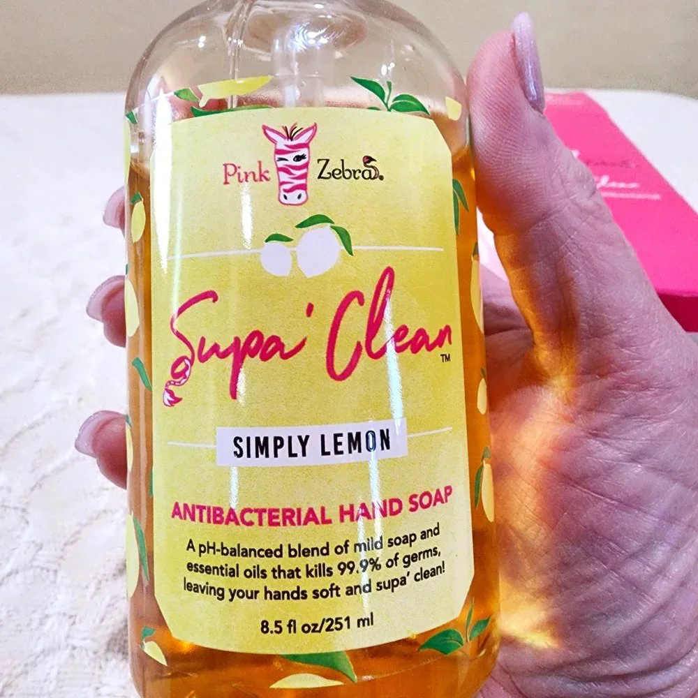 Pink Zebra Supa Clean SIMPLY LEMON ANTIBACTERIAL HAND SOAP 8.5 oz NIB